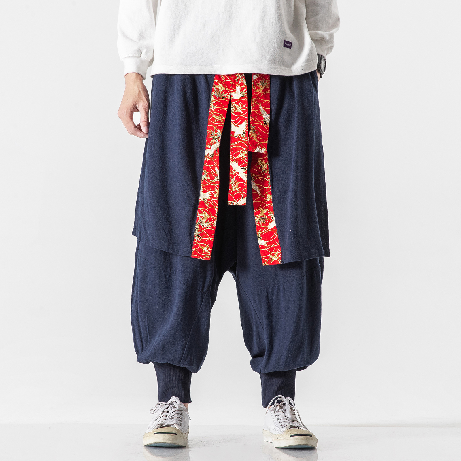 Title 8, Cotton and Linen Casual Loose Harem Pants Crane...