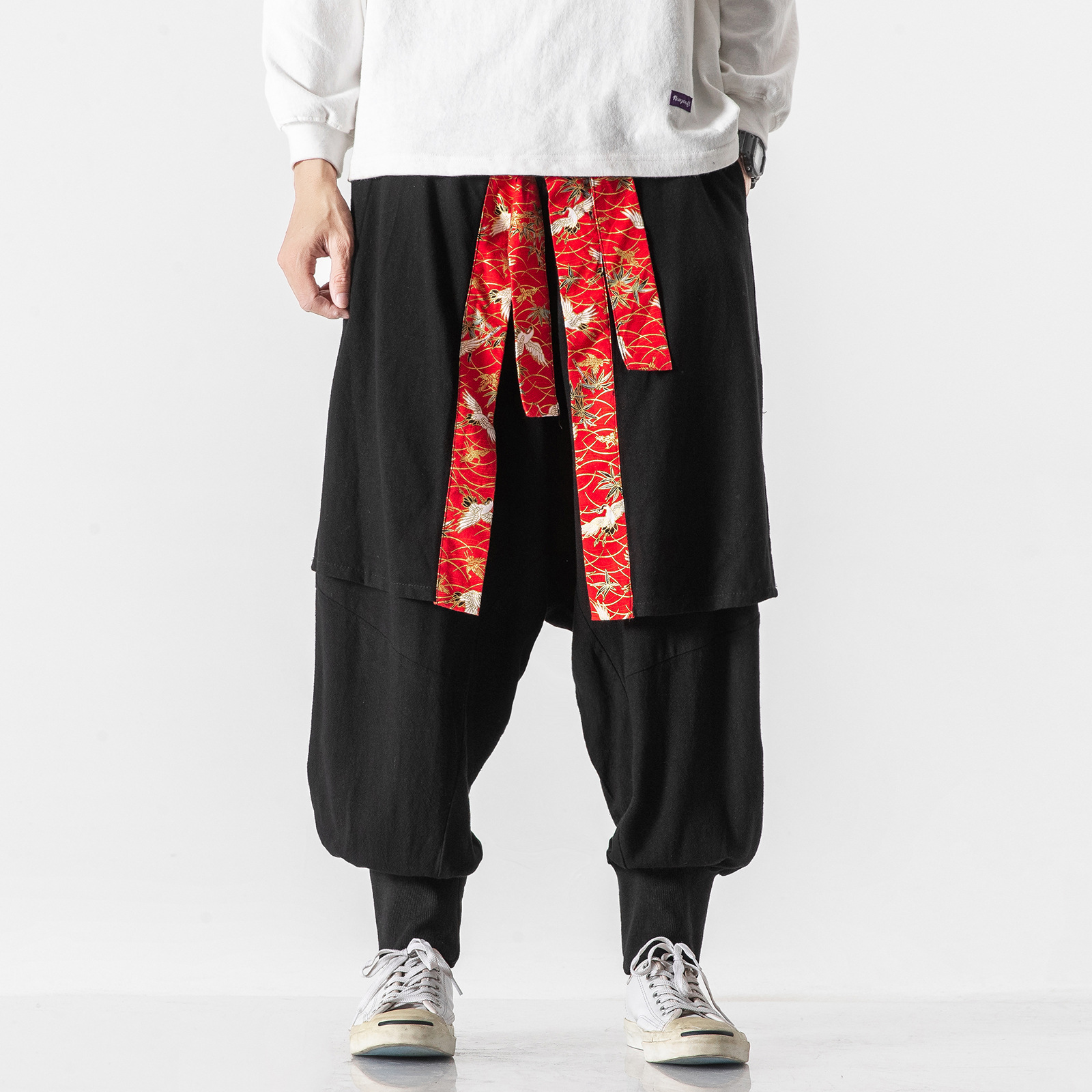 Title 7, Cotton and Linen Casual Loose Harem Pants Crane...