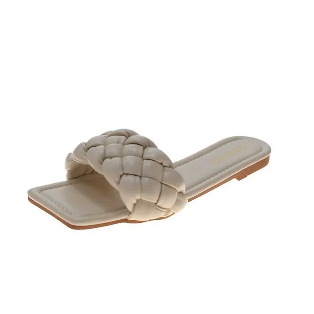 Woven Sandals And Slippers For Outer Wear Flat Bottomed Candy Color Slippers Women White - Shop at LoveMi