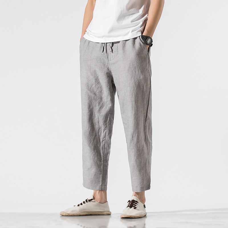 Title 3, Womens striped linen cropped trousers, cotton ...