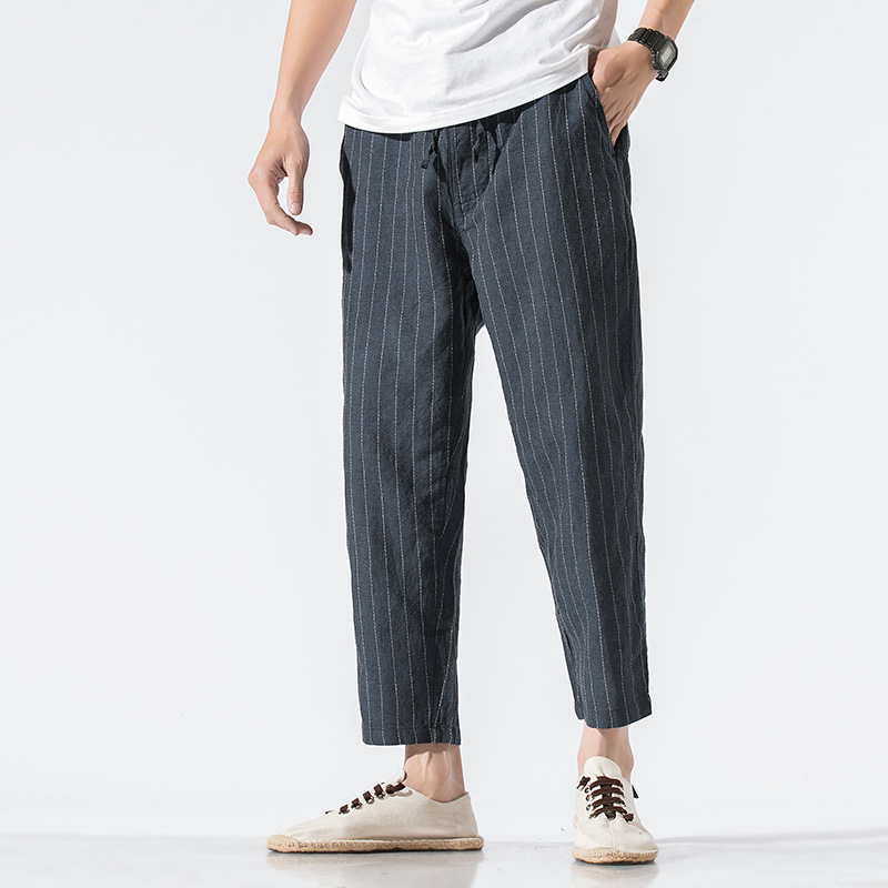 Title 2, Womens striped linen cropped trousers, cotton ...