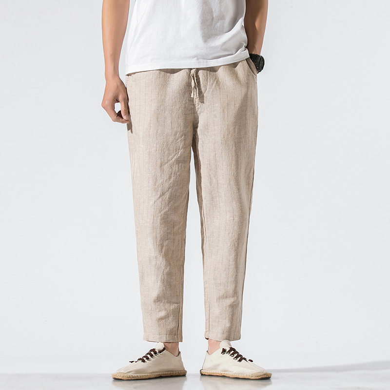 Title 4, Womens striped linen cropped trousers, cotton ...