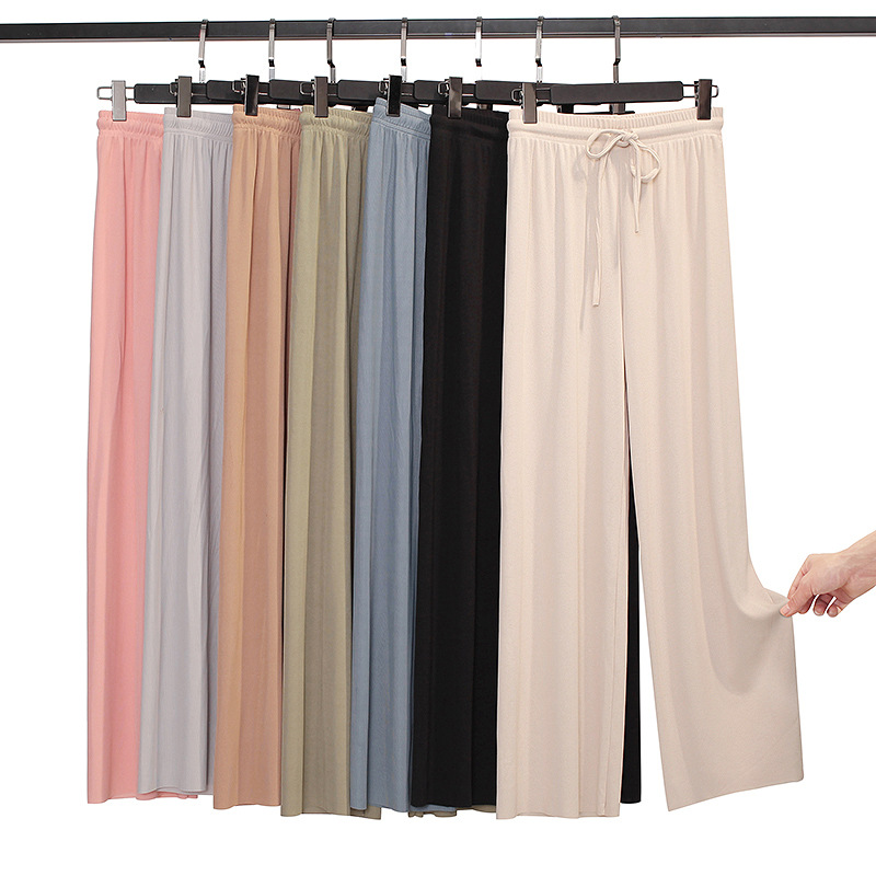 Ice Silk Wide-Leg Pants Nine-Point Straight Culottes Thin Section