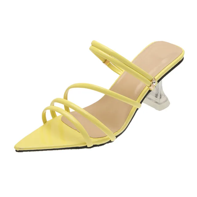 European And American Candy Bright Color Hollow High Heels Yellow - Shop at LoveMi