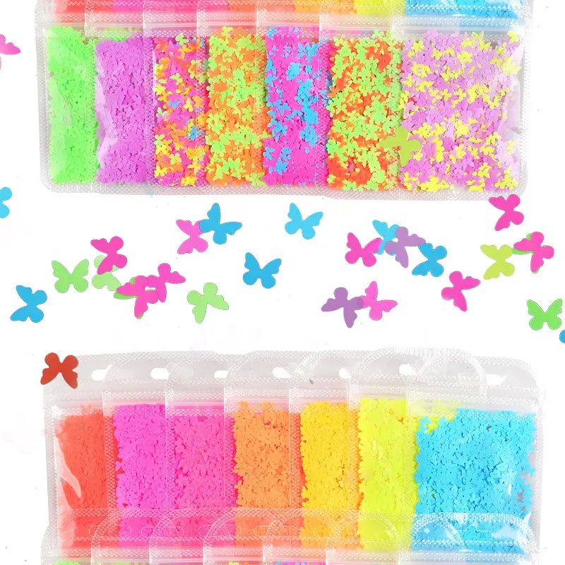 Multicolor Medium Butterfly Nail Sequins In Bone