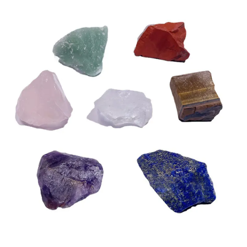 Seven Chakra Natural Crystal Rough Stone Ornament Color Healing