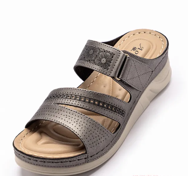 Plus Sizes Wedge Platform Casual Slippers Silver - Shop at LoveMi
