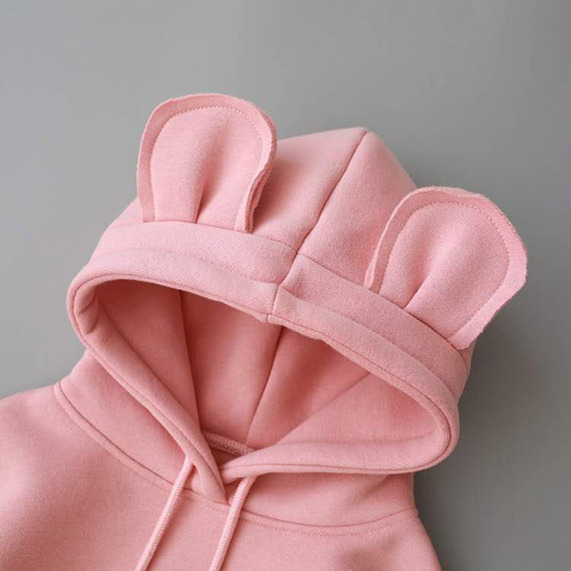Long Sleeve Bear Ears Hooded Fleece Sweatshirt