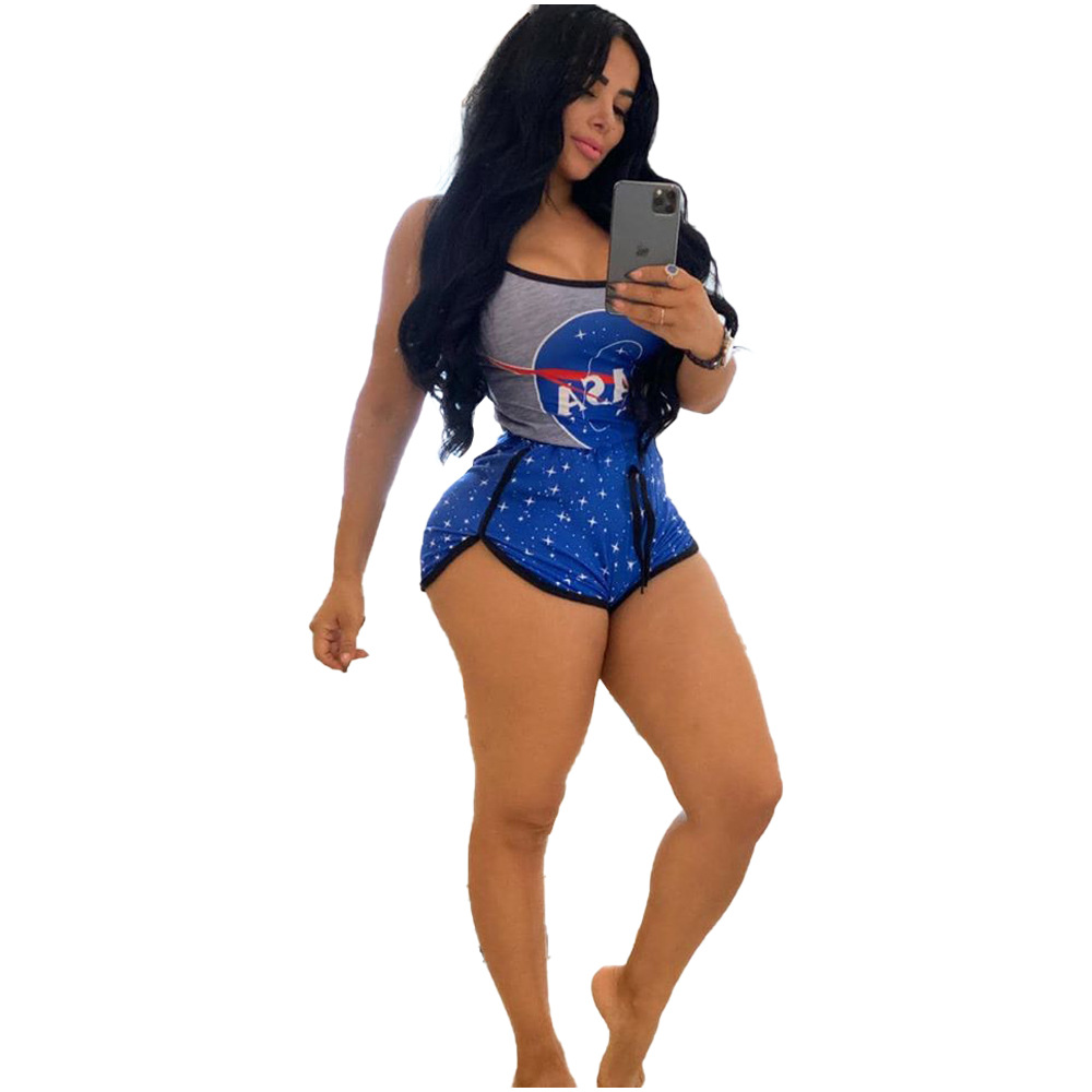 Amazon Independent Station Wish Recommended Sports And Leisure Sling Printing Two-Piece Set