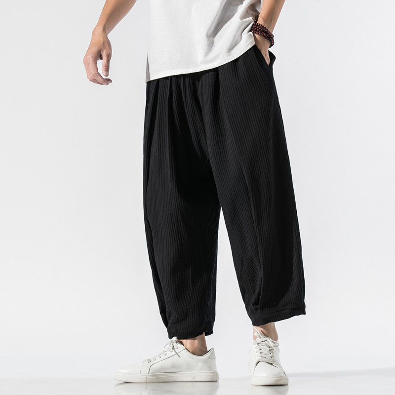 Cropped Cotton And Linen Pants