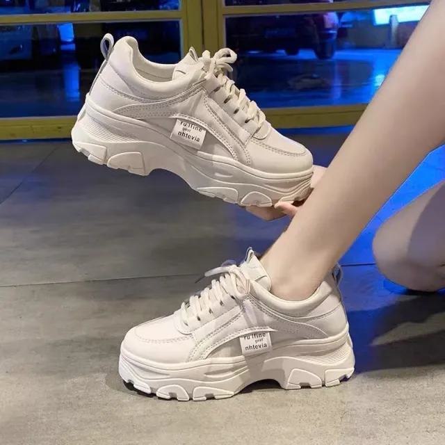 Daddy Shoes Women'S New Year Spring And Autumn Thick Bottom Summer Breathable Mesh Small White Shoes Ins Single Shoes Cream - Shop at LoveMi