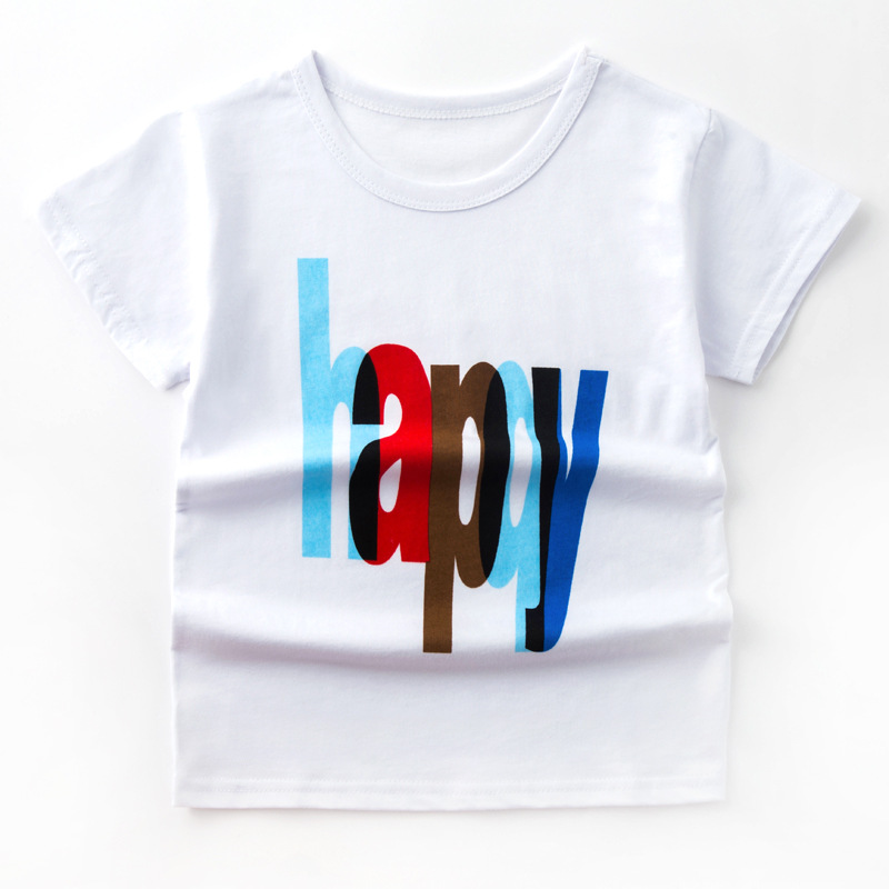 Summer Children's Short-Sleeved Boy T-Shirt Cotton Bottoming Top