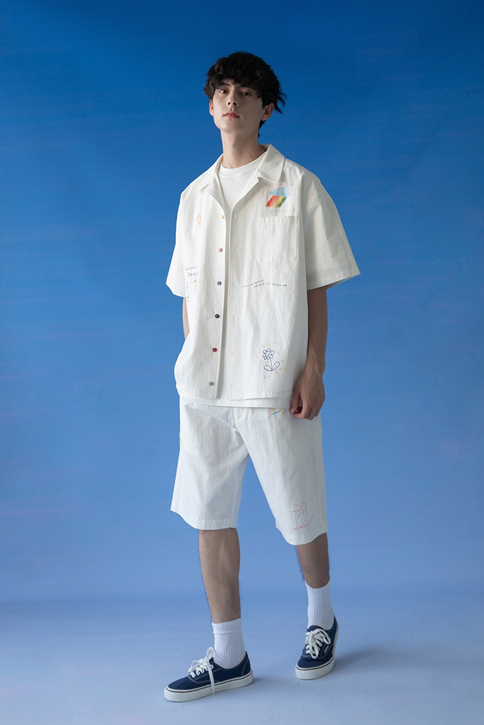 Childlike Crayon Graffiti Short-Sleeved Shirt