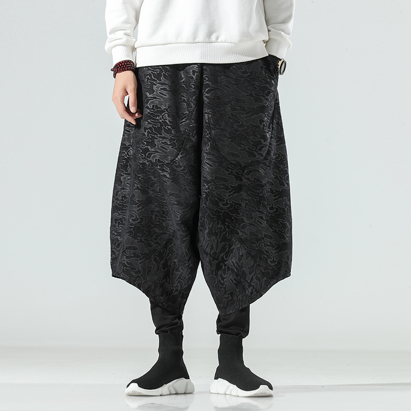Embossed double-layer men's baggy pants