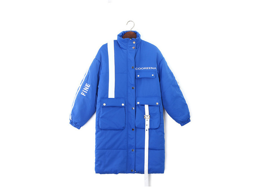 Winter New Ladies Long Cotton Coat Embroidered Letters Tide Brand Plus Size Women'S Clothing