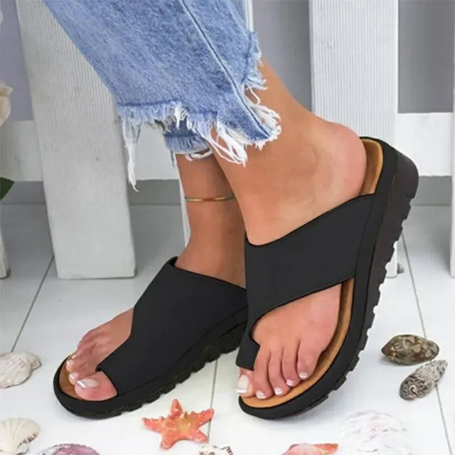 Cross Flat Heel Platform Slippers Black - Shop at LoveMi