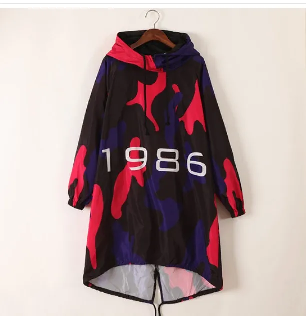 Windbreaker Hooded Loose Coat Long Korean Style Trendy Brand As Shown - Shop at LoveMi