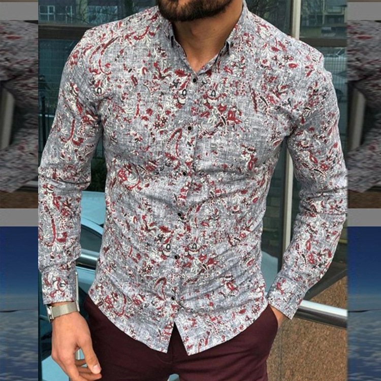 Title 5, Camisa de manga larga para hombre gris con esta...