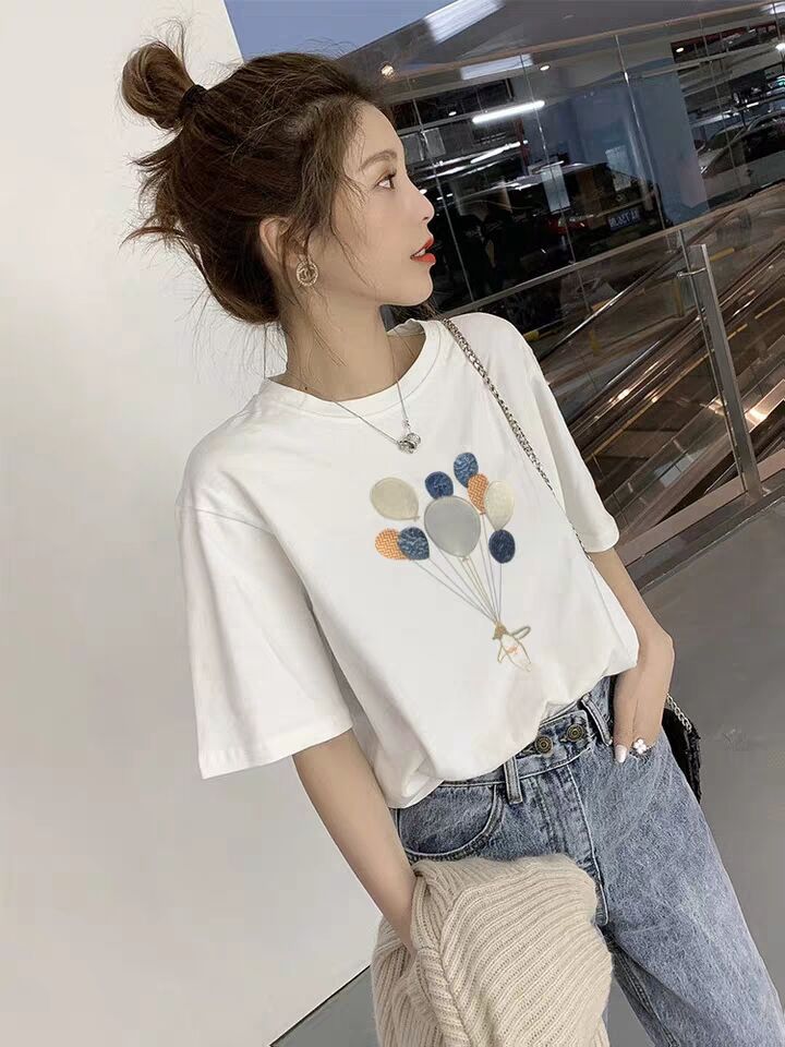 Title 4, Pure Cotton White T-Shirt Women Short-Sleeved L...