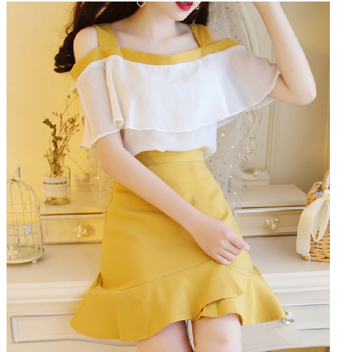 Small Fresh Suit Skirt Strapless Sling Fishtail Skirt Two-Piece Women