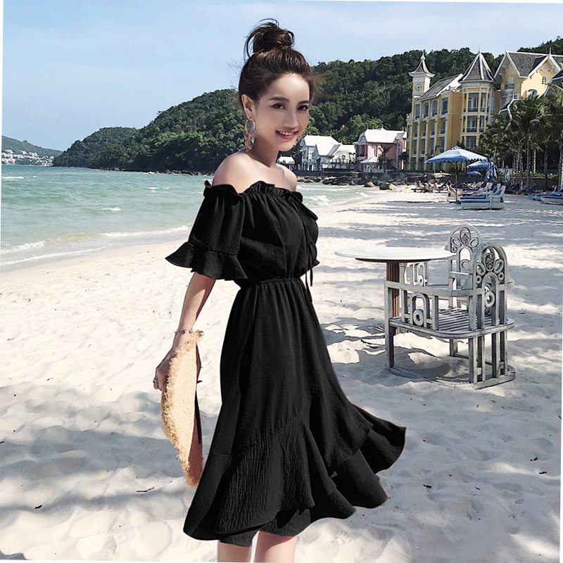 Title 6, Summer New Short Sleeve Dress Mid Length