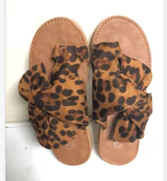 Summer New European and American Large Size Sandals Slippers Bowknot Soft Bottom Beach Slippers - Leopard - View 1