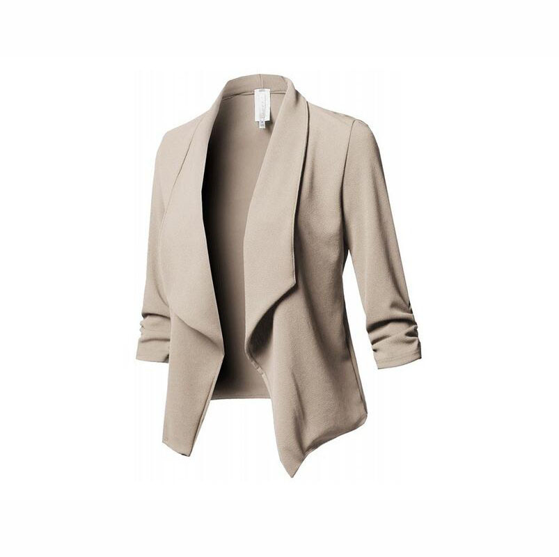 Pure Color Slim Fit Cardigan Blazer - Image 2 of 11