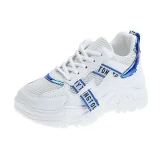 Autumn Mesh Sneakers Thick-Soled Korean Style Old Shoes - Blue - View 1