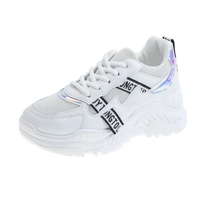 Autumn Mesh Sneakers Thick Soled Korean Style Old Shoes White - Shop at LoveMi