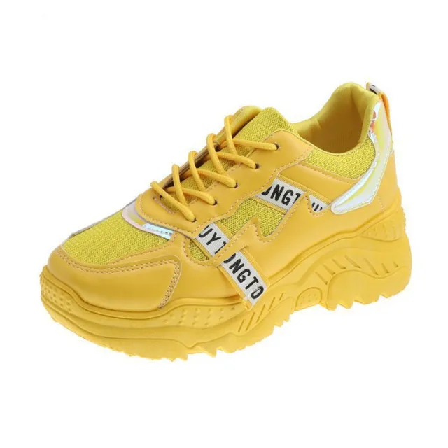 Autumn Mesh Sneakers Thick Soled Korean Style Old Shoes Yellow - Shop at LoveMi