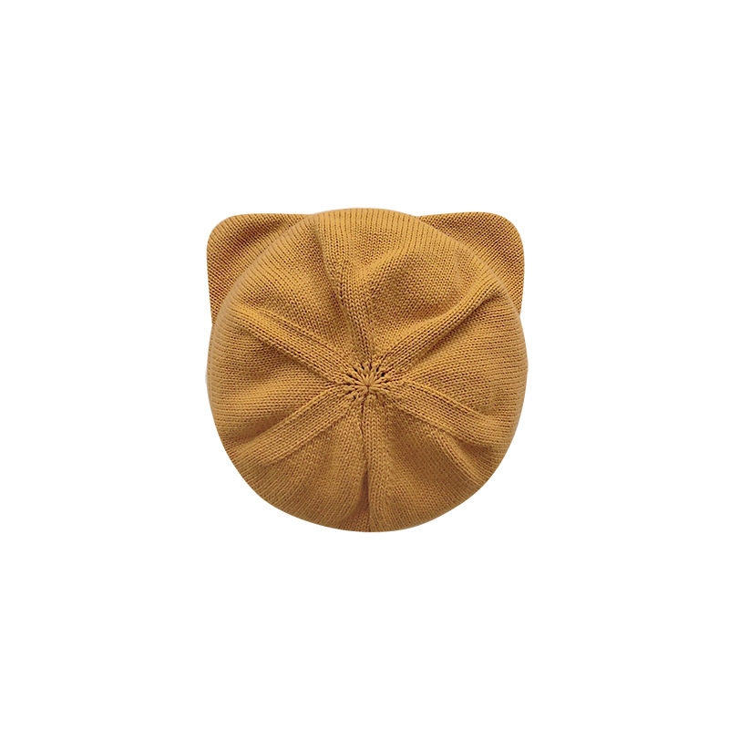 Infant Knitted Hat Boys And Girls Woolen Hat Baby Cat Ear Hat Autumn Winter Disc Hat Beret Woolen Hat