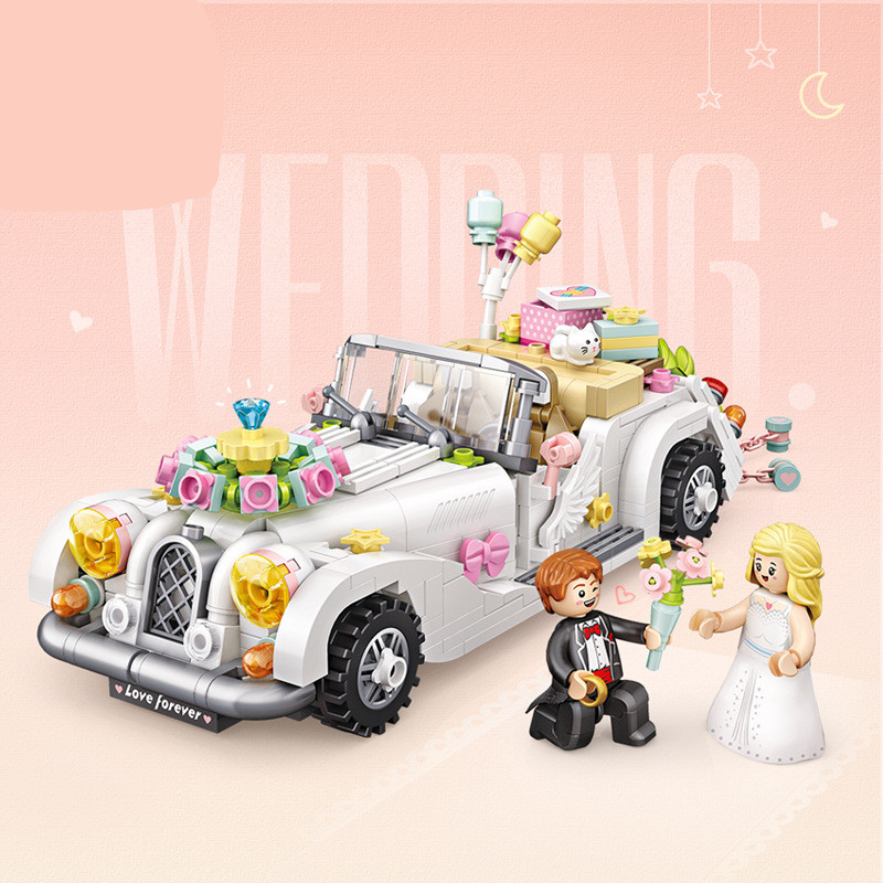 Small-particle Building Blocks Of Sports Car, Wedding Car Model, Inserting Building Blocks