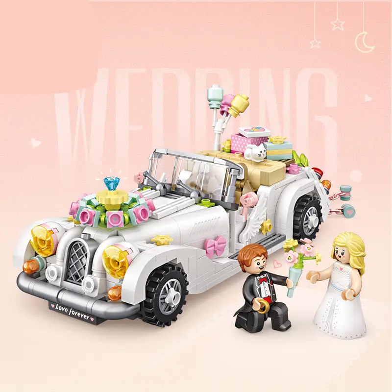 Small-particle Building Blocks Of Sports Car, Wedding Car Model, Inserting Building Blocks