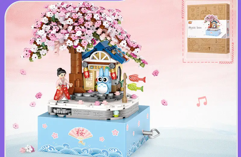 Castle Building Blocks, Rotating Music Box, Building Blocks, Creative Gifts