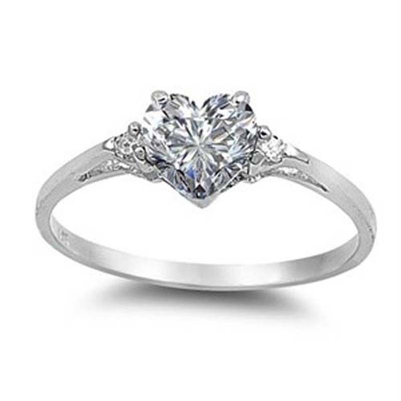 Love Heart-shaped Zircon Inlaid Copper And Silver Plated Fashion Jewelry