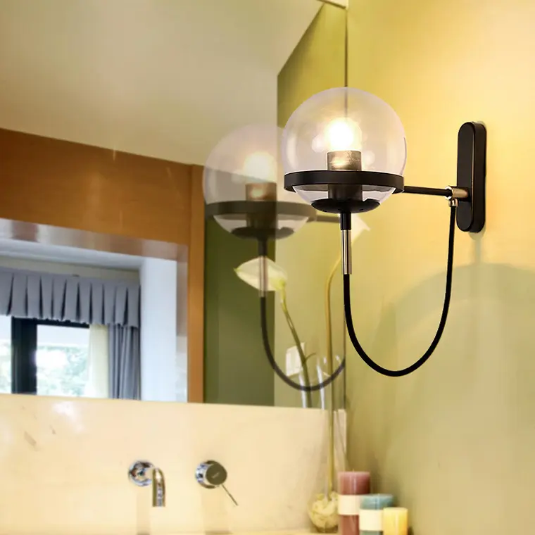 Glass Ball Wall Lamp Retro Restaurant Simple