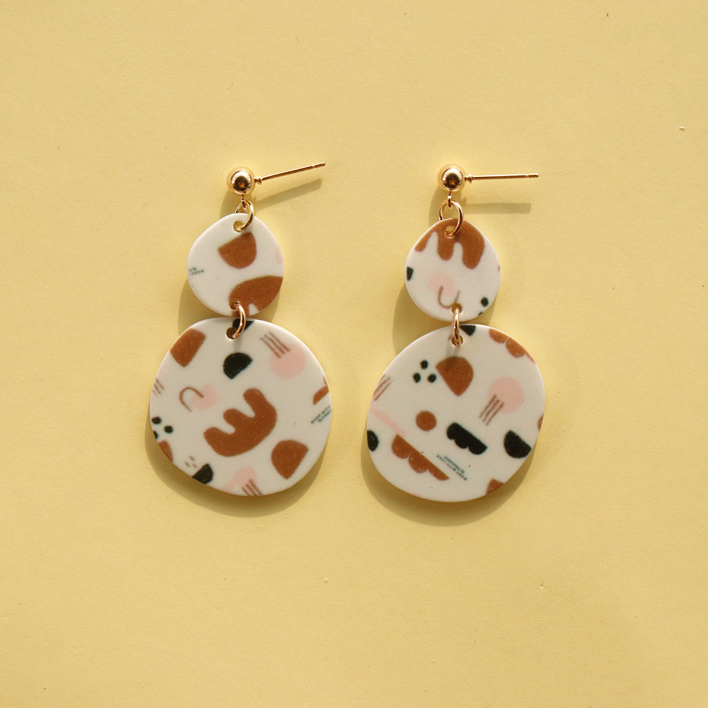 Ins Creative Graffiti Cute Simple Fashion Fairy Earrings Girls Wear Original Printed Earrings Every Day