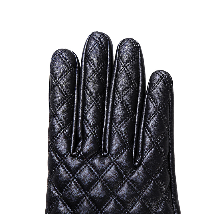 Winter Warm Plus Velvet Windproof And Rainproof Cycling Driving Big Hairy Plaid Korean Cute Touch Screen Gloves