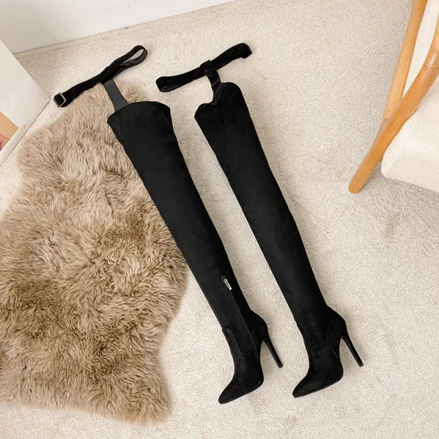 Sexy Over The Knee Snake Print Boots All In One Pants Boots Women Black - Shop at LoveMi