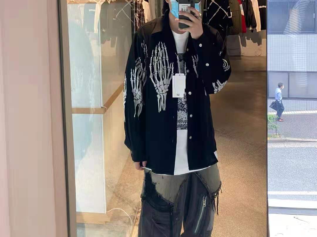 Ghost Hand Printed Casual Shirt Long Sleeve Pointed Collar Jacket Ins Trendy Button Jacket