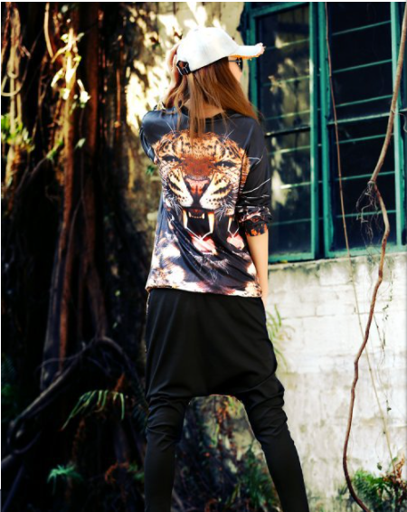 Spring Little Feet Harem Pants Trousers Steel Teeth Tiger Print Tide Brand Women'S Clothing