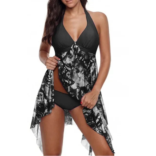 Sexy Bikini Irregular Hem Split Floral Swimsuit Floral - Shop at LoveMi