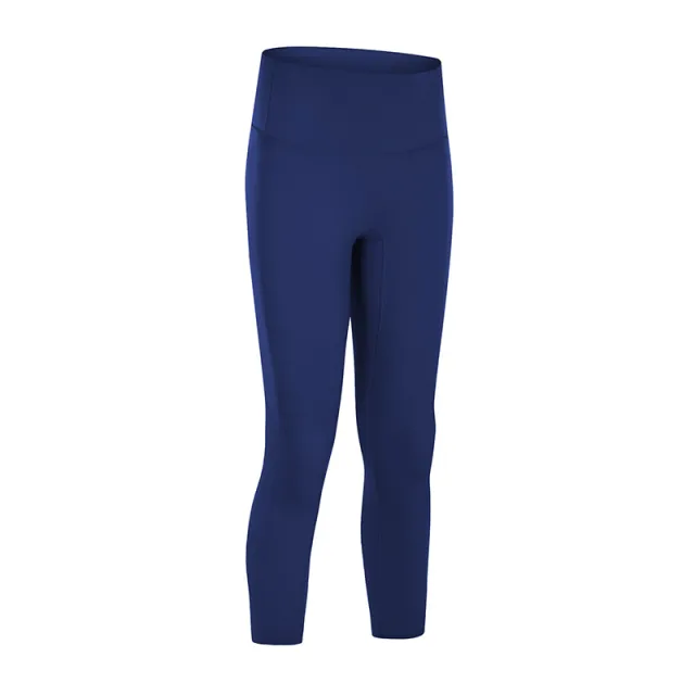 No Embarrassment Line Nude Yoga High Waist Buttocks Slim Slimming Sports Fitness Pants Women Blue - Shop at LoveMi