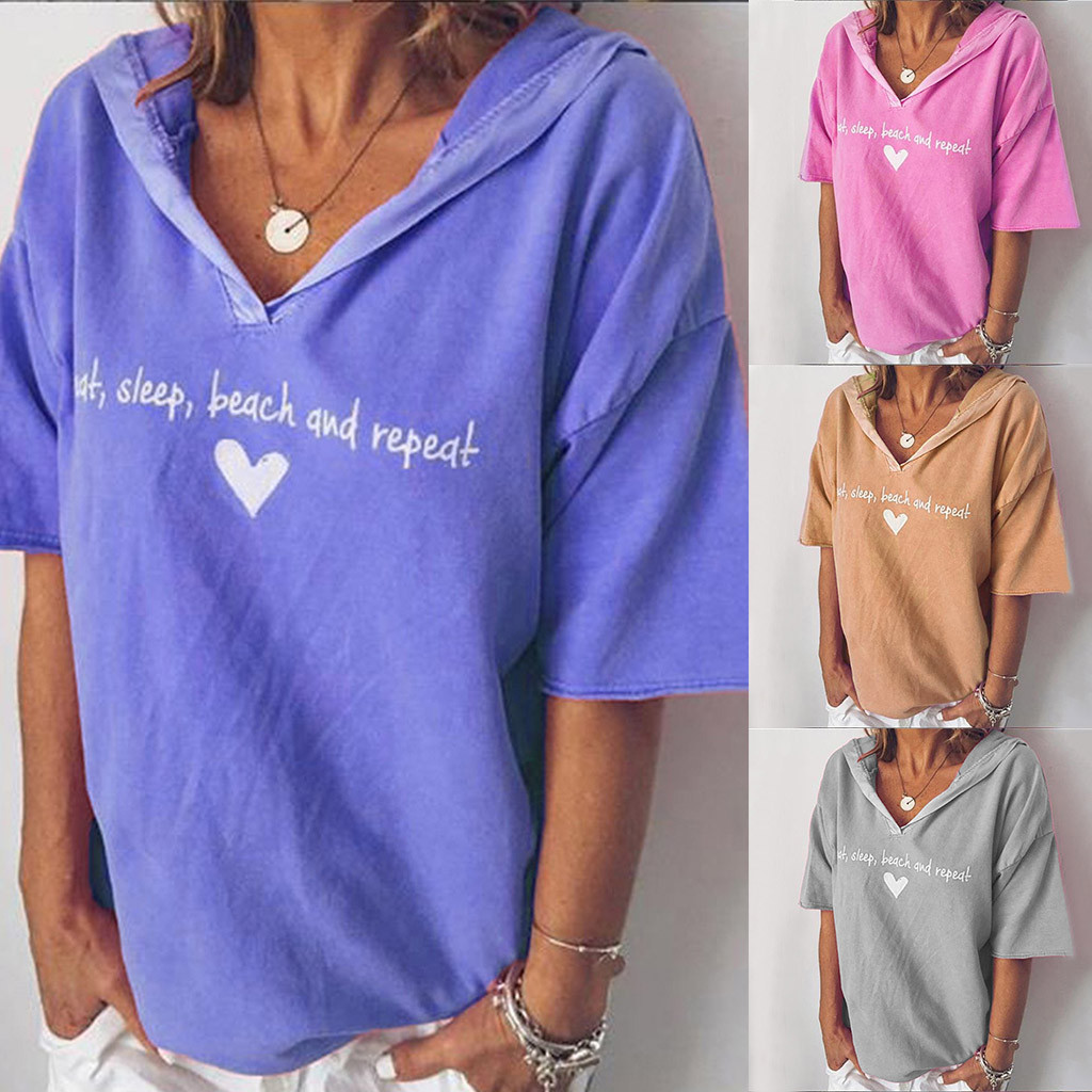 European And American Solid Color Loose Large Size V-Collar Hooded Letters