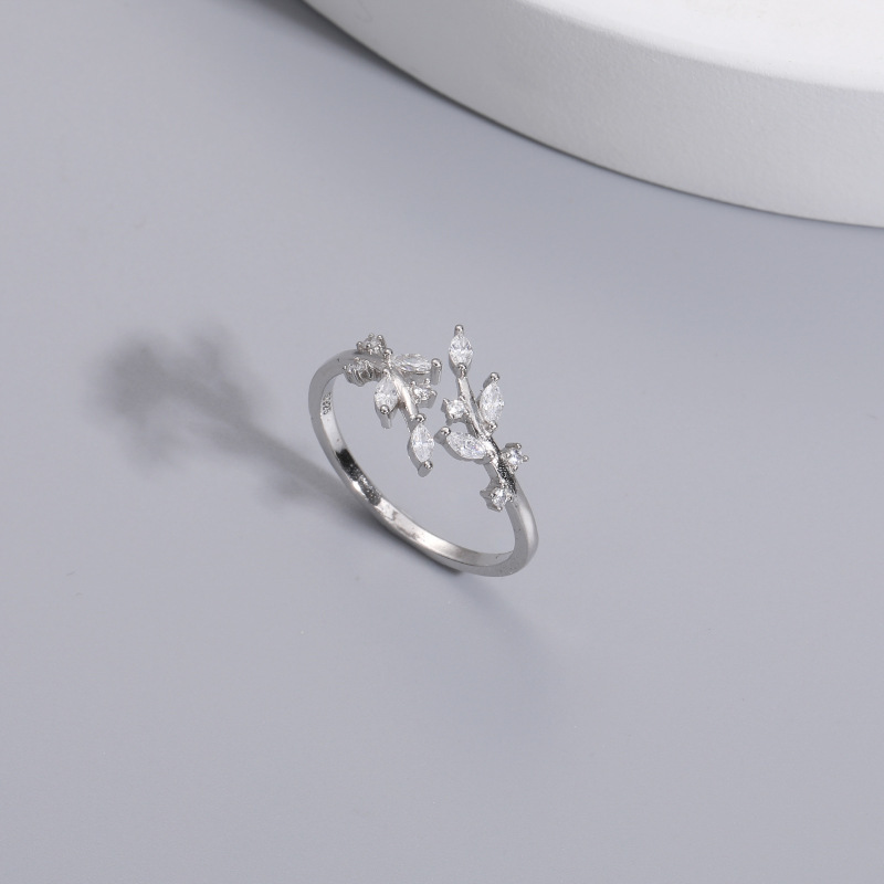European And American Light Luxury S925 Sterling Silver Ring Open Ring Cross-Border Hot Sale Horse Eye Zircon Flower Ladies Open Ring