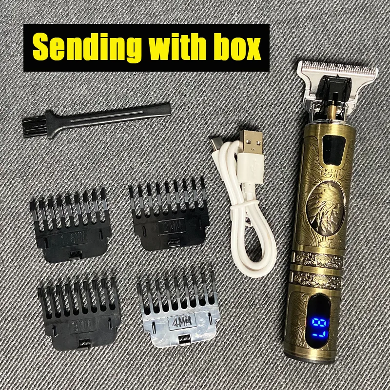 Electric Hair Clipper Oil Head LCD Display USB Engraving