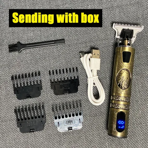 Electric Hair Clipper Oil Head LCD Display USB Engraving