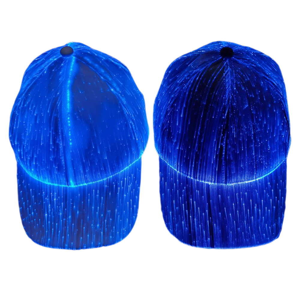Led Fiber Optic Luminous Hat Black And White Couple Luminous Hat