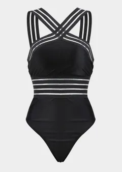 Swimsuit Bikini High Waist Leopard Print Stitching Bikini Ladies Swimsuit One-Piece - Leopard - View 1