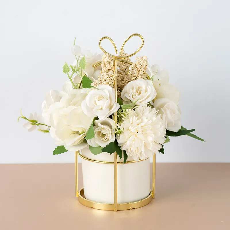Small Potted Plants Ins Dried Flower Bouquet Simulation Flowers Fake Flowers Living Room Decoration Ornaments Tea Table Spring Festival Floral New Year Decorations – image 2
